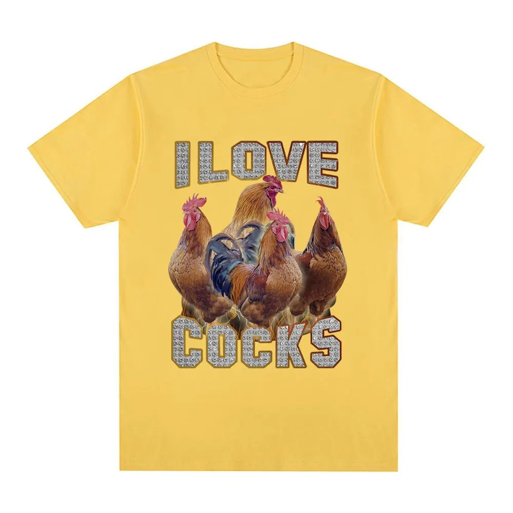 I Love Cocks Funny Roosters Meme T-shirt Chicken Enthusiast