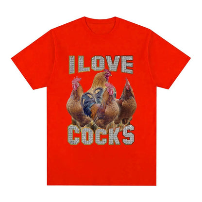 I Love Cocks Funny Roosters Meme T-shirt Chicken Enthusiast